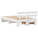 Bed Frame with Headboard White 140 x 190 cm Solid Pine Wood 3382281