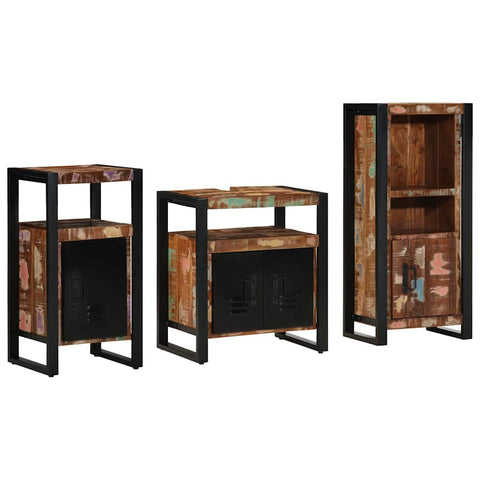 Bathroom Furniture Set 3 pcs Multicolour Solid Reclaimed Wood 3305615