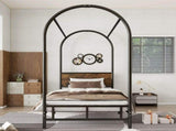 Metal bed, 3FT single bed 90x190cm, Durable and Sturdy, Canopy Twin Bed, Iron bed for adults & N604P283084B