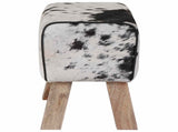 Bench 60 x 30 x 45 cm Real Leather Black and White 42042109
