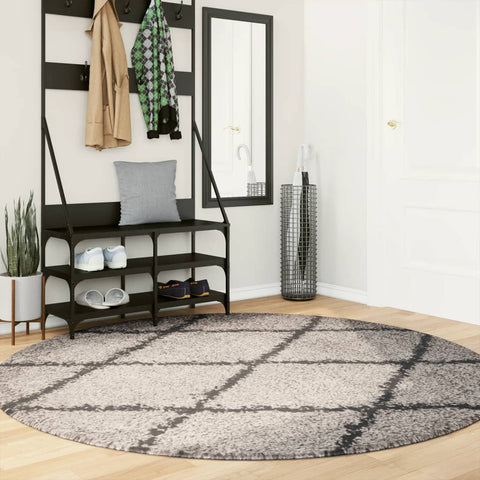 ZNTS Shaggy Rug PAMPLONA High Pile Modern Beige and Anthracite Ø 200 cm 375401