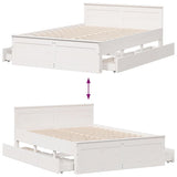 Bed Frame without Mattress with Headboard White 140x200 cm Solid Wood Pine 3308766