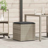 Cushion Box with Storage Light Grey 50 x 50 x 50 cm Poly Rattan 365413
