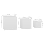 ZNTS Side Tables 3 pcs High Gloss White Engineered Wood 808591