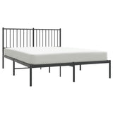 Metal Bed Frame without Mattress with Headboard Black 140x190cm 350864