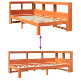 Bookcase Bed without Mattress Wax Brown 90x190 cm Solid Wood Pine 3324405