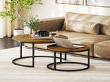 Set of Two Wood-Effect Stacking Tables - Rustic Brown T3398P423512