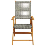 Garden Dining Set Grey Solid acacia wood and PE rattan Adjustable 3281719