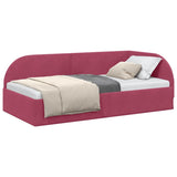 Corner Bed Frame with Headboard Wine Red 100 cm x 200 cm Velvet 42016660