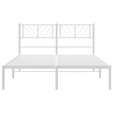 Metal Bed Frame without Mattress with Headboard White 140x200cm 372229