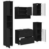 Bathroom Furniture Set 5 pcs Black Engineered Wood and Metal 3393064