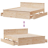 Bed Frame without Mattress with Headboard 200x200 cm Solid Wood Pine 3308753