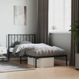 Metal Bed Frame without Mattress with Headboard Black 100x190cm 374431