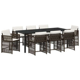 Garden Dining Set 9 pcs Brown Poly Rattan 3380784