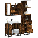 3 Piece Bathroom Furniture Set Smoked Oak Engineered Wood 3301127