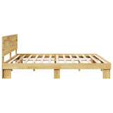 Bed Frame with Headboard without Mattress 200x200 cm Solid Wood Oak 3315726