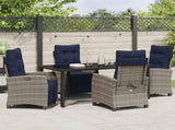 Garden Dining Set with Cushion 5 pcs Grey Poly Rattan 3380473
