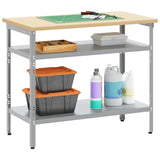 Work Table with Shelf Grey 100 x 55 x 85 cm Powder-Coated Steel 4103457