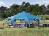 Family Tent Blue 5-Person 185T Polyester with PU Coating 42017395