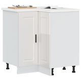 Kitchen Corner Base Cabinet Porto High Gloss White Engineered Wood 853989