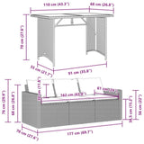 2 Piece Garden Dining Set with Cushions Black Poly Rattan 366329