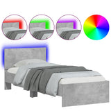 Bed Frame without Mattress with LED Lights Concrete Grey 75x190 cm Small Single 838844