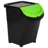 Stackable Waste Bins with Lids 3 pcs Black PP 120 L 364071