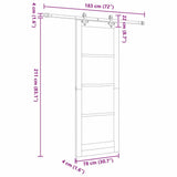 Sliding Door White 78 x 211 cm Solid Pine Wood and Glass 3332218