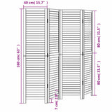 Room Divider 4 Panels White Solid Wood Paulownia 358833