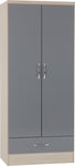 ZNTS Nevada 2 Door 1 Drawer Wardrobe Bedroom Set 100-108-024