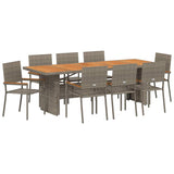 Garden Dining Set 9 pcs Grey Poly Rattan 3365421