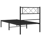 Metal Bed Frame without Mattress with Headboard Black 107x203cm 372273
