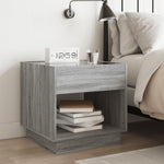 ZNTS Bedside Table with Infinity LED Grey Sonoma 50x50x50 cm 3284089