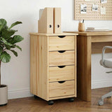 Rolling Cabinet Brown 65.5 x 34 x 39 cm Solid Pine Wood 42032389