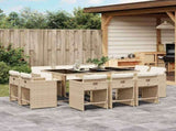 Garden Dining Set Beige PE Rattan 10-Seater Collapsible 3211210