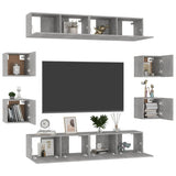 8 Piece TV Cabinet Set Concrete Grey Engineered Wood 3079068