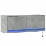 TV Wall Cabinet with LED Lights Concrete Grey 100x31x35 cm 852365