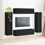 TV Cabinet Set 8 pcs Black Engineered Wood 3409133