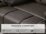 Manual Reclining Chair, Recliner Armchair with Faux Leather, Footrest, Cup Holders, 86x93x102cm, T3398P343138