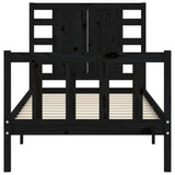 Bed Frame without Mattress Black 100x200 cm Solid Wood Pine 3192810