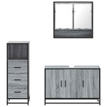 ZNTS 3 Piece Bathroom Furniture Set Grey Sonoma Engineered Wood 3301043