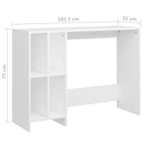 ZNTS Notebook Desk White 102.5x35x75 cm Engineered Wood 808341