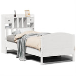ZNTS Bookcase Bed without Mattress White 90x200cm Solid Wood Pine 3323162