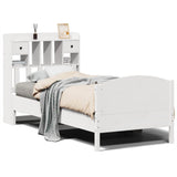ZNTS Bookcase Bed without Mattress White 90x200cm Solid Wood Pine 3323162