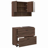 Bathroom Furniture Set with Drawer with Shelf 2 pcs Brown Oak 3393020