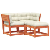 3 Piece Garden Sofa Set with Cushions Wax Brown Solid Wood Pine 3216992