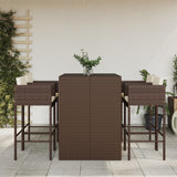 5 Piece Garden Bar Set with Cushions Brown Poly Rattan 3203941