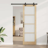 Sliding Door Natural 78 x 232 cm Solid Pine Wood and Glass 3332275
