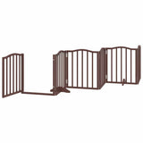 Dog Gate with Door Foldable 9 Panels Brown 450 cm Poplar Wood 3155603