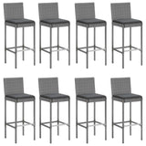 9 Piece Garden Bar Set with Cushions Grey Poly Rattan 3203950